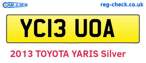 YC13UOA are the vehicle registration plates.