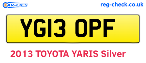 YG13OPF are the vehicle registration plates.
