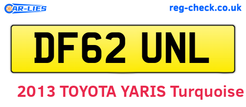 DF62UNL are the vehicle registration plates.