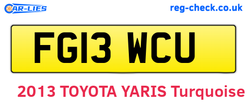 FG13WCU are the vehicle registration plates.
