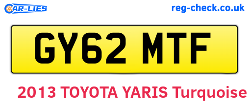GY62MTF are the vehicle registration plates.