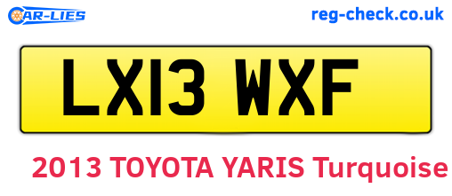 LX13WXF are the vehicle registration plates.