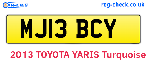 MJ13BCY are the vehicle registration plates.