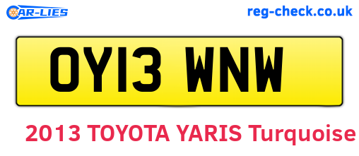 OY13WNW are the vehicle registration plates.