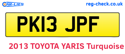 PK13JPF are the vehicle registration plates.