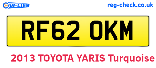 RF62OKM are the vehicle registration plates.