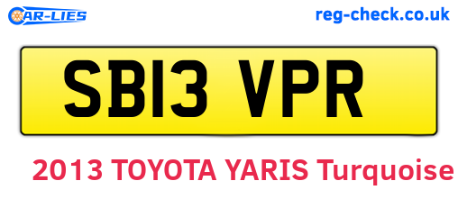 SB13VPR are the vehicle registration plates.