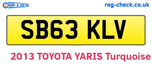 SB63KLV are the vehicle registration plates.