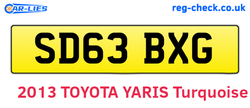 SD63BXG are the vehicle registration plates.