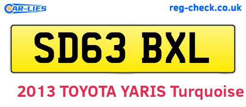 SD63BXL are the vehicle registration plates.