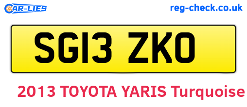 SG13ZKO are the vehicle registration plates.