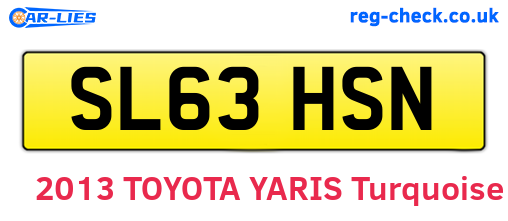 SL63HSN are the vehicle registration plates.