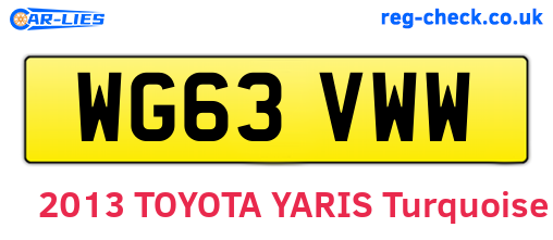 WG63VWW are the vehicle registration plates.
