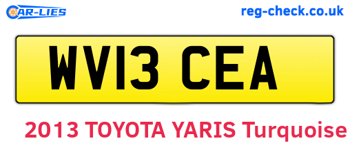 WV13CEA are the vehicle registration plates.