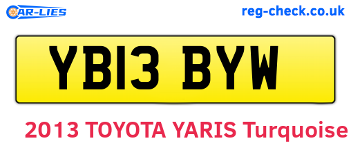 YB13BYW are the vehicle registration plates.