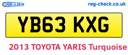 YB63KXG are the vehicle registration plates.