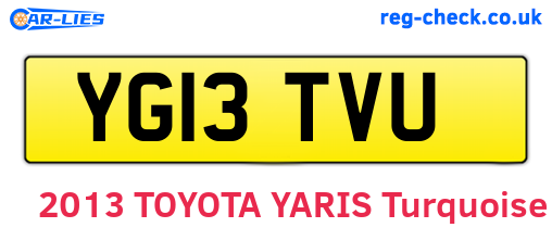 YG13TVU are the vehicle registration plates.