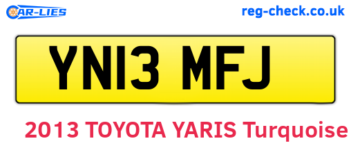 YN13MFJ are the vehicle registration plates.