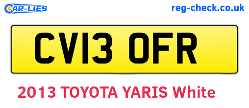 CV13OFR are the vehicle registration plates.