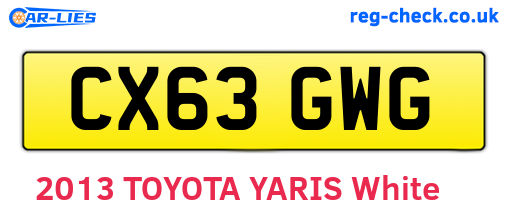 CX63GWG are the vehicle registration plates.