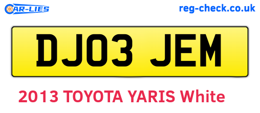 DJ03JEM are the vehicle registration plates.