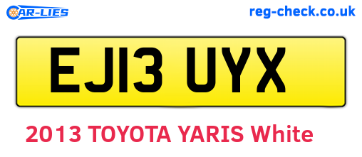 EJ13UYX are the vehicle registration plates.