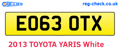 EO63OTX are the vehicle registration plates.