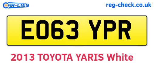 EO63YPR are the vehicle registration plates.
