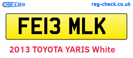 FE13MLK are the vehicle registration plates.