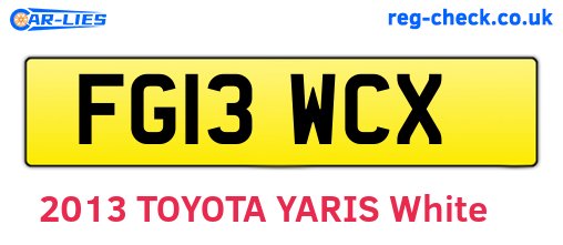 FG13WCX are the vehicle registration plates.