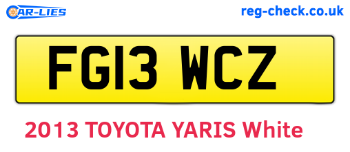 FG13WCZ are the vehicle registration plates.