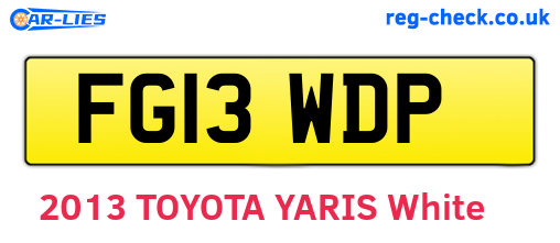 FG13WDP are the vehicle registration plates.