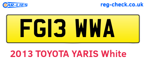 FG13WWA are the vehicle registration plates.