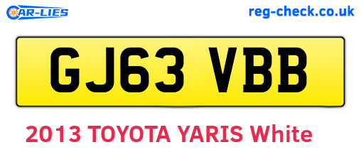 GJ63VBB are the vehicle registration plates.