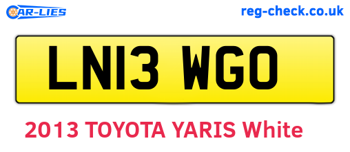 LN13WGO are the vehicle registration plates.