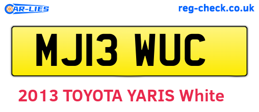 MJ13WUC are the vehicle registration plates.