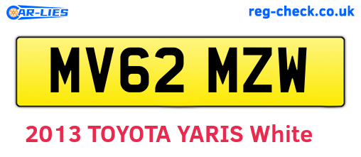 MV62MZW are the vehicle registration plates.