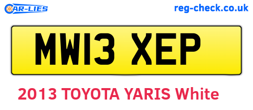 MW13XEP are the vehicle registration plates.