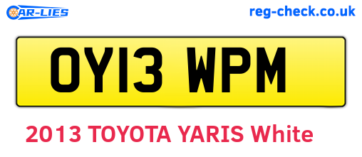 OY13WPM are the vehicle registration plates.