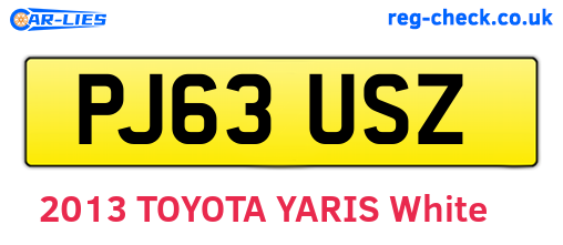 PJ63USZ are the vehicle registration plates.