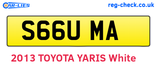 S66UMA are the vehicle registration plates.