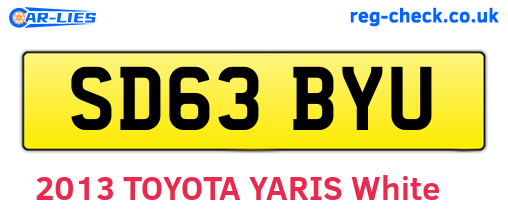 SD63BYU are the vehicle registration plates.