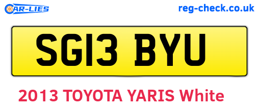 SG13BYU are the vehicle registration plates.