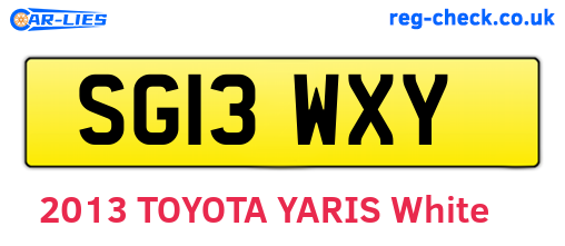 SG13WXY are the vehicle registration plates.