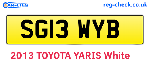 SG13WYB are the vehicle registration plates.