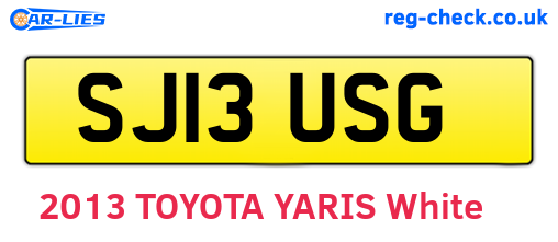 SJ13USG are the vehicle registration plates.
