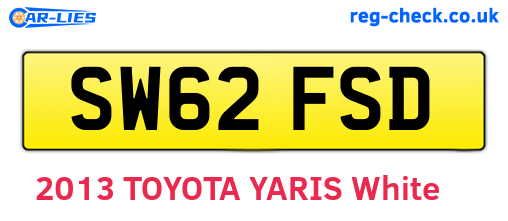 SW62FSD are the vehicle registration plates.