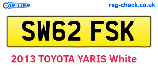 SW62FSK are the vehicle registration plates.