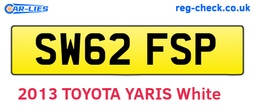 SW62FSP are the vehicle registration plates.
