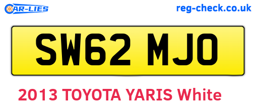 SW62MJO are the vehicle registration plates.